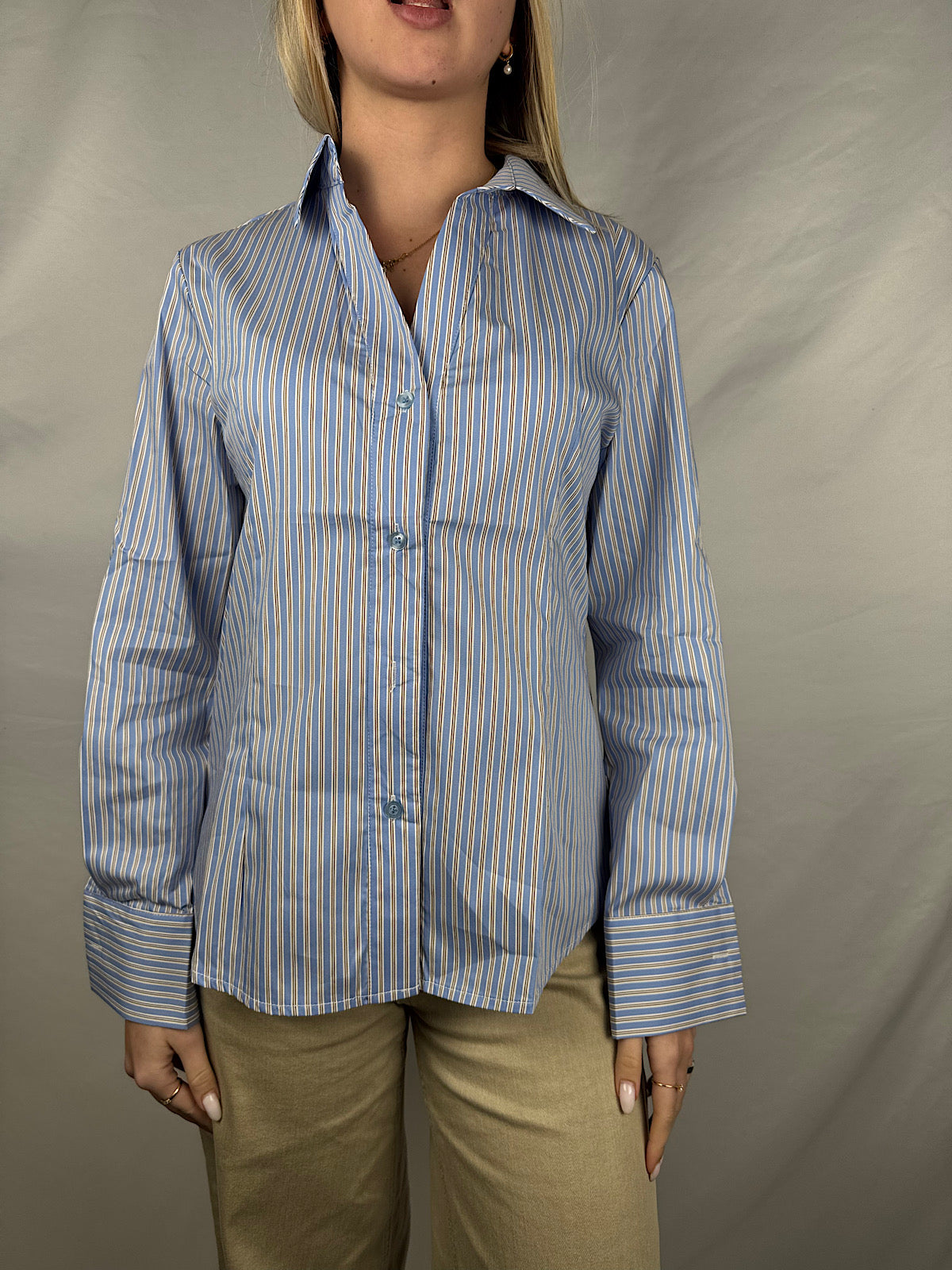 Camicia Gessata Celeste Susy-Mix