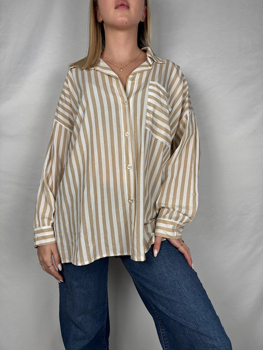 Camicia a Righe Beige Armonia