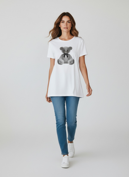 T-Shirt Orsetto Strass Vicolo Bianca