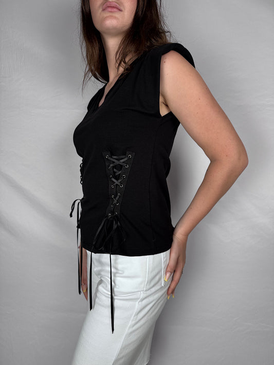 T-Shirt con Lacci Vicolo Nero