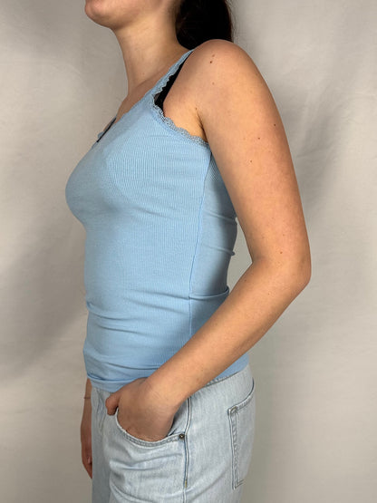 Canotta Basic Dettaglio Pizzo Armonia Celeste