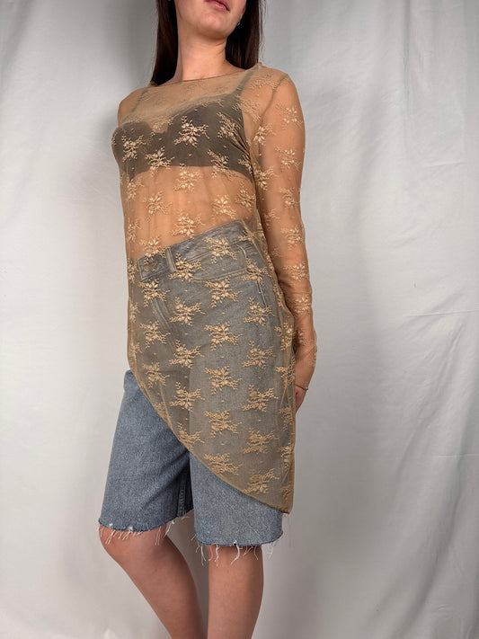 Maglia Pizzo Asimmetrica Armonia Nude
