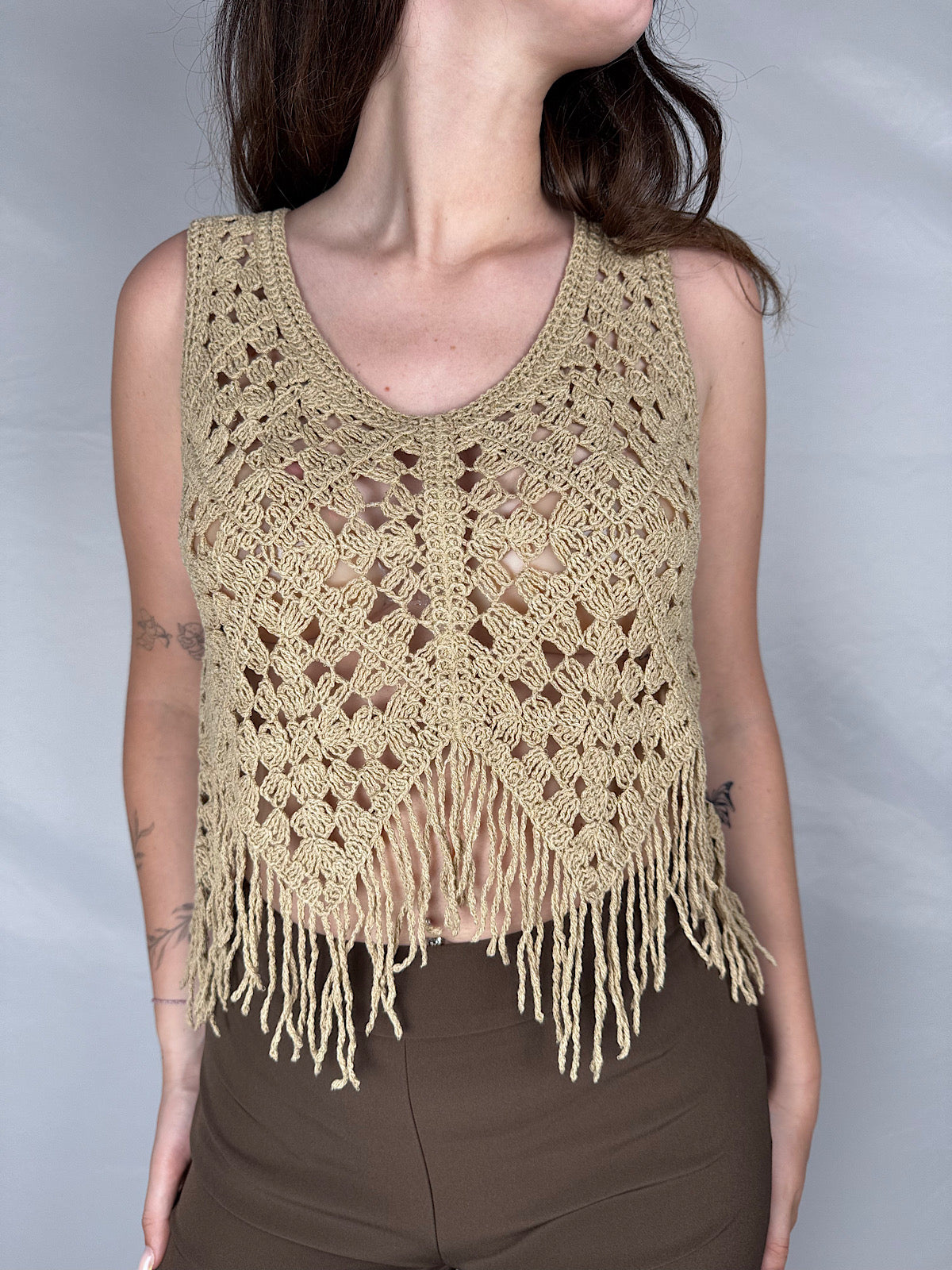 Top Crochet con Frange Vicolo Deserto