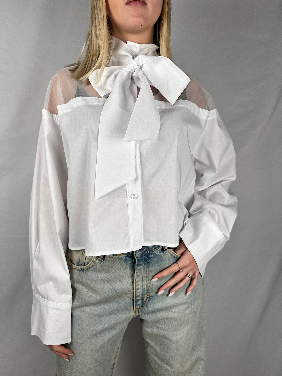 Camicia con Fiocco Bianca Vicolo