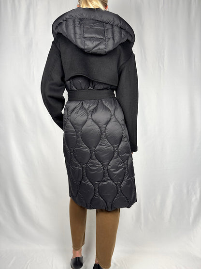 Cappotto con Inserti Piumino Nero Vicolo