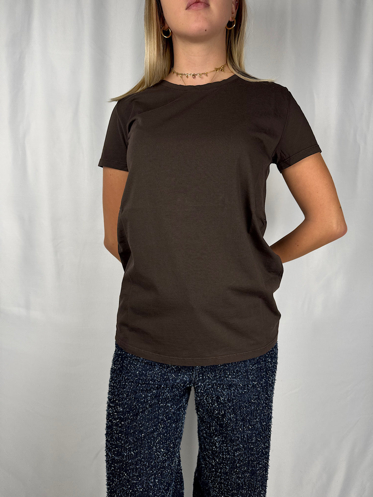 T-Shirt Girocollo Marrone Vicolo