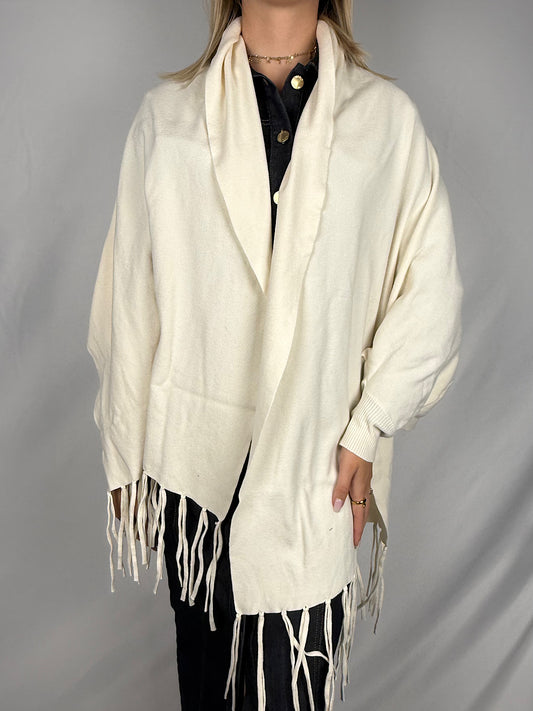 Scialle con Frange SusyMix Bianco