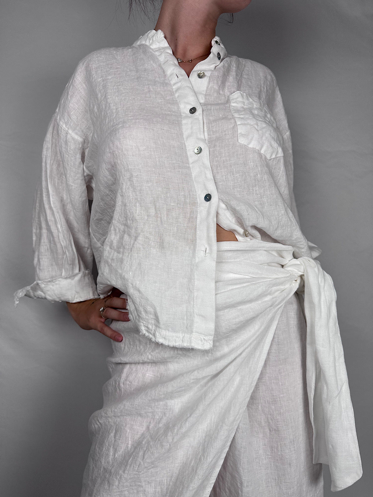 Camicia Lino Tensione In Bianca