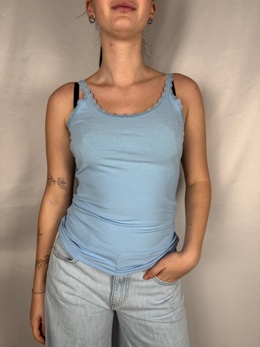 Canotta Basic Dettaglio Pizzo Armonia Celeste