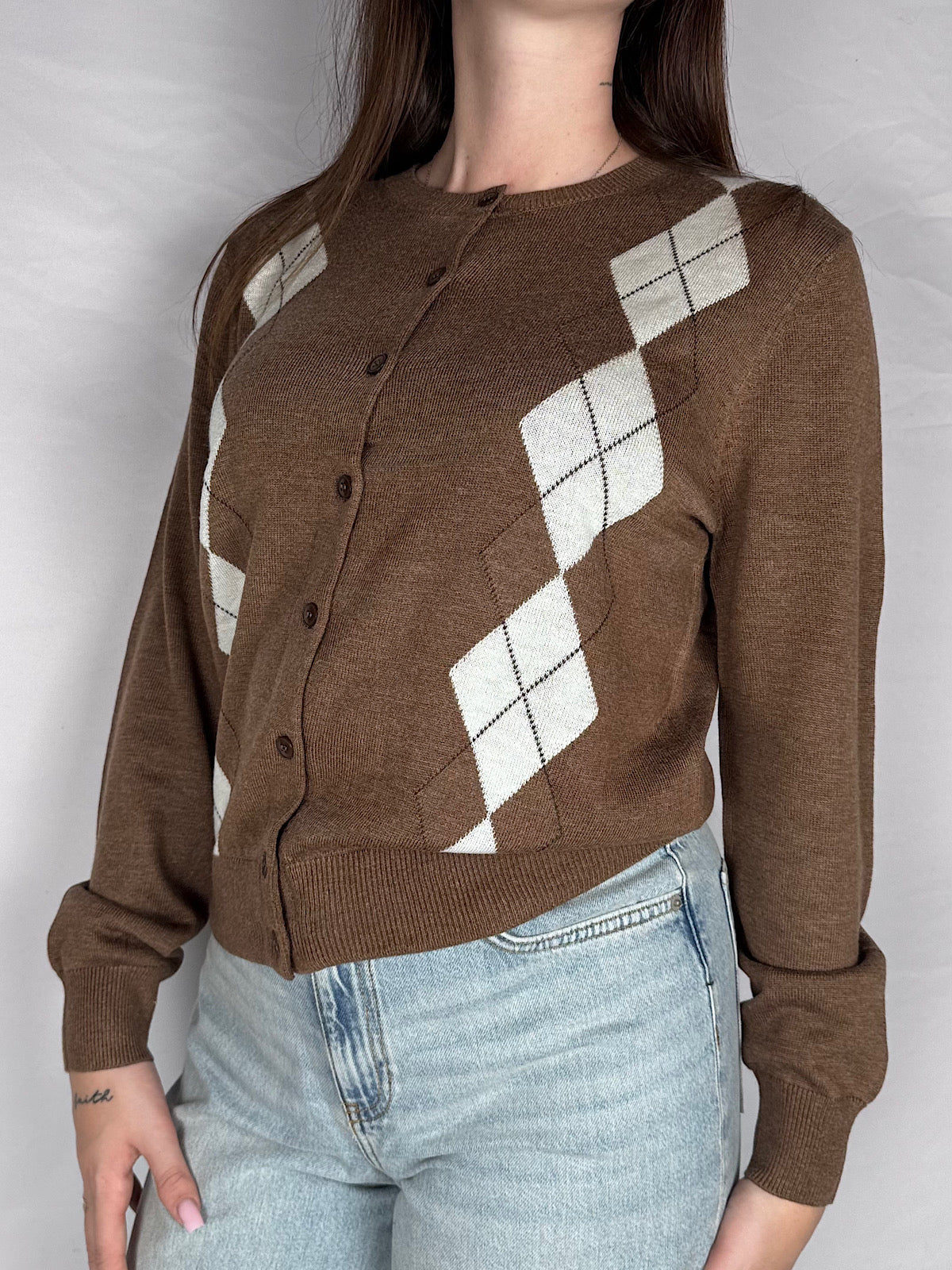 Cardigan Coreana Rombi Susy Mix Cammello