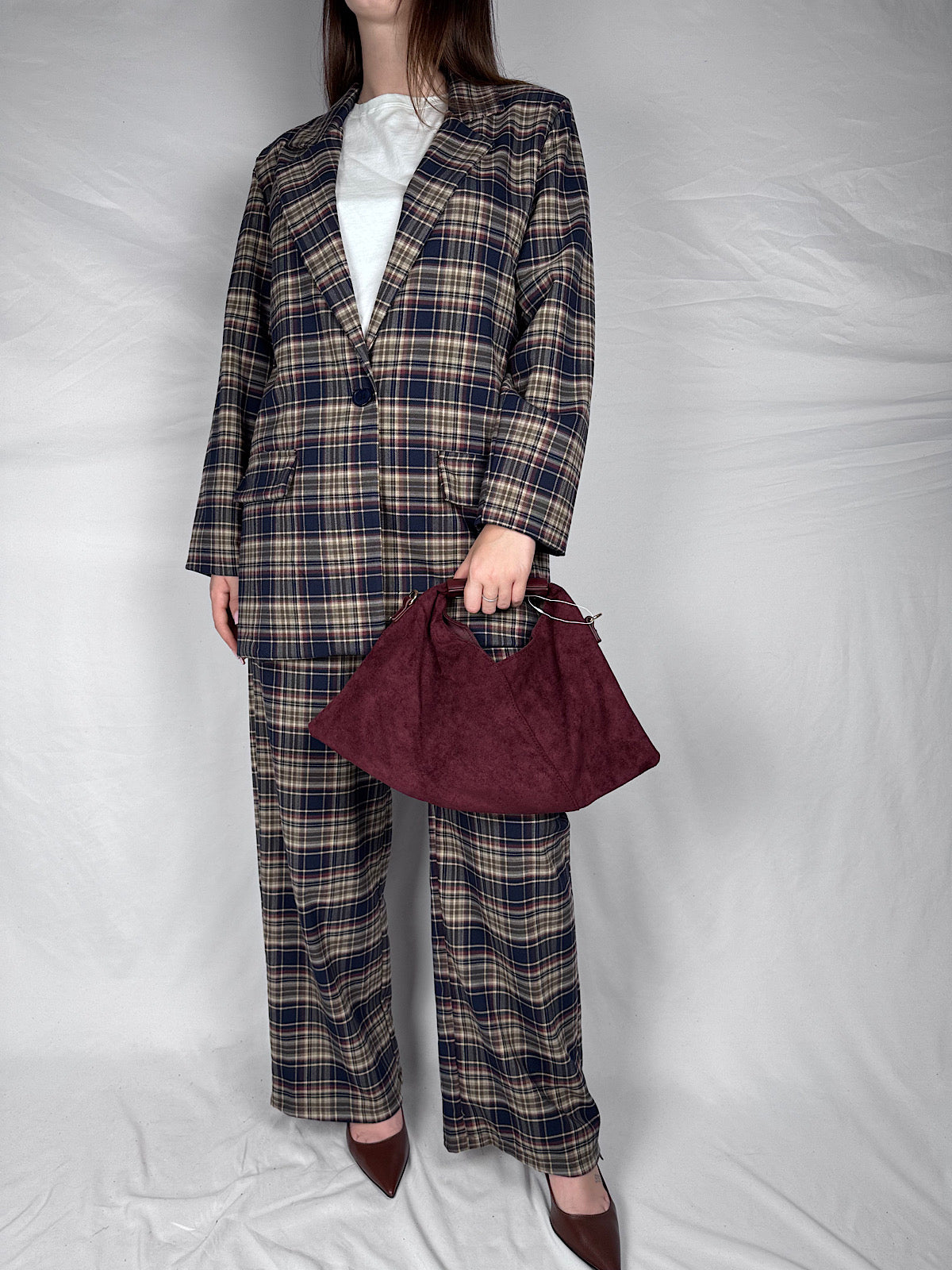 Pantalone Tailleur Scozzese Armonia Blu