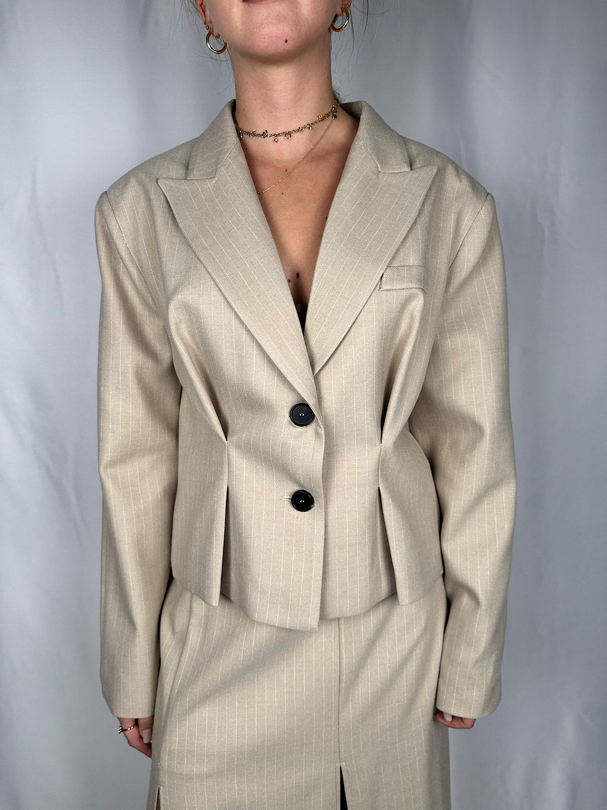 Giacca Gessata Vicolo Beige