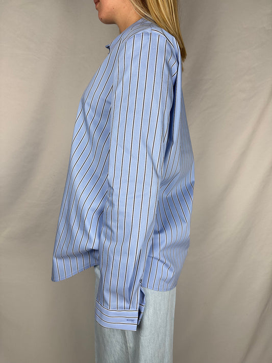 Camicia a Righe Azzurro/Marrone Vicolo