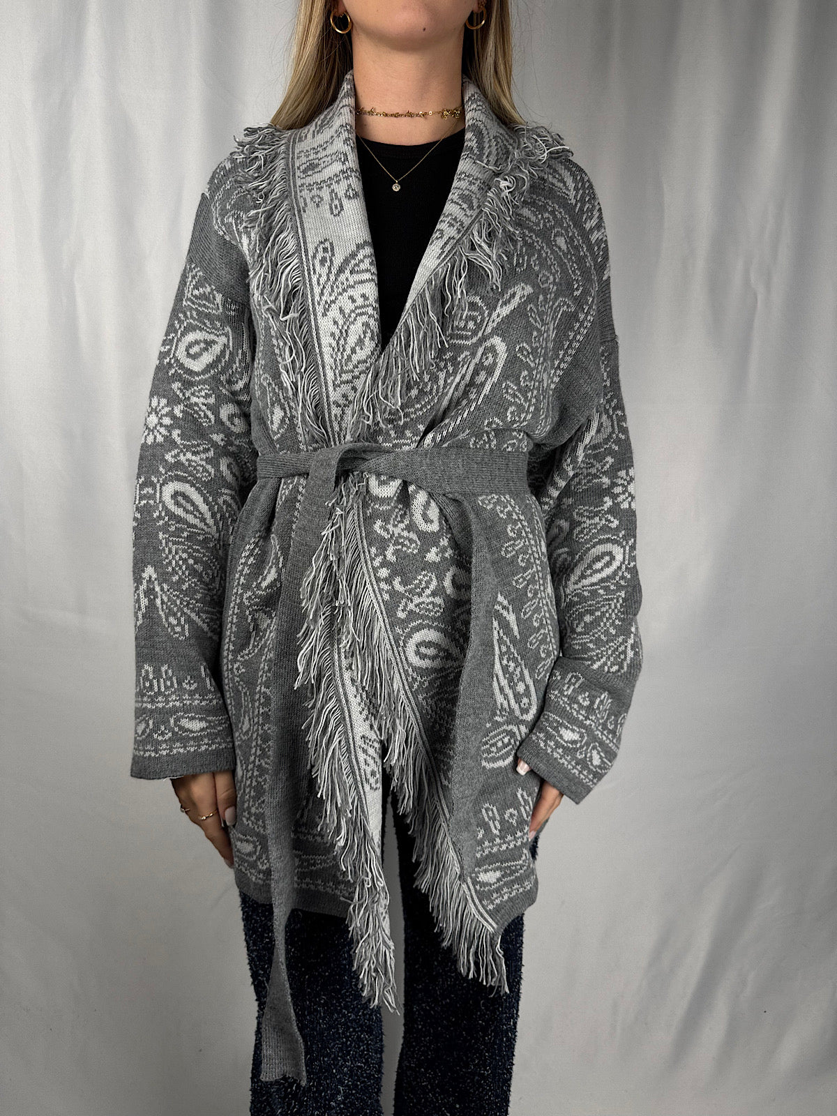 Cardigan Fantasia Bandana Grigio Armonia