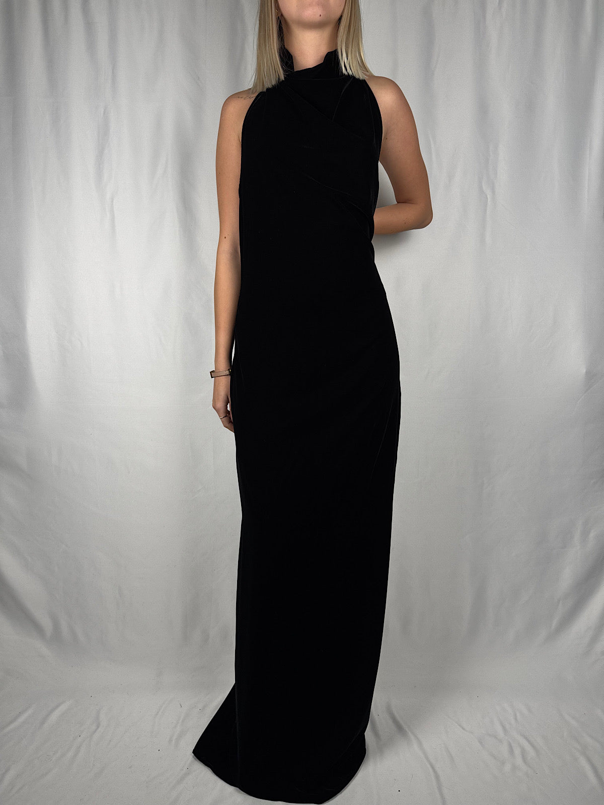 Abito Lungo in Velluto Nero Vicolo