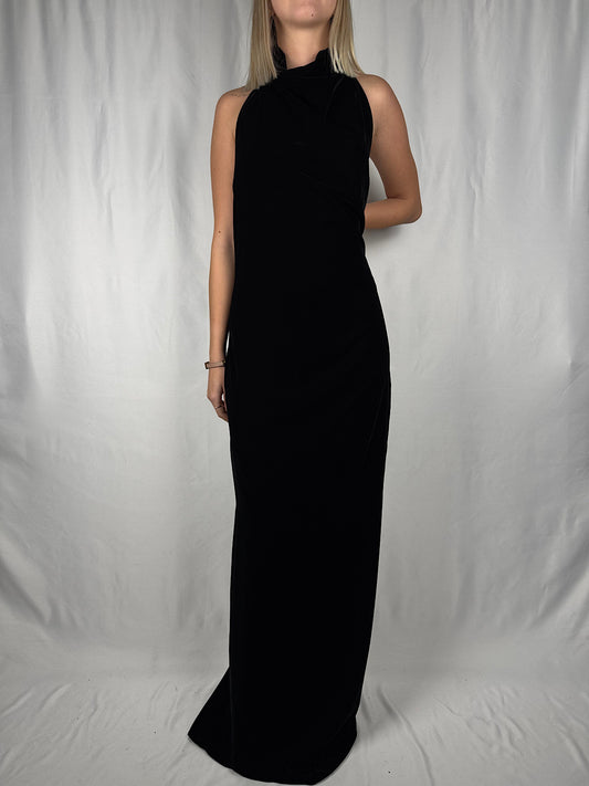 Abito Lungo in Velluto Nero Vicolo