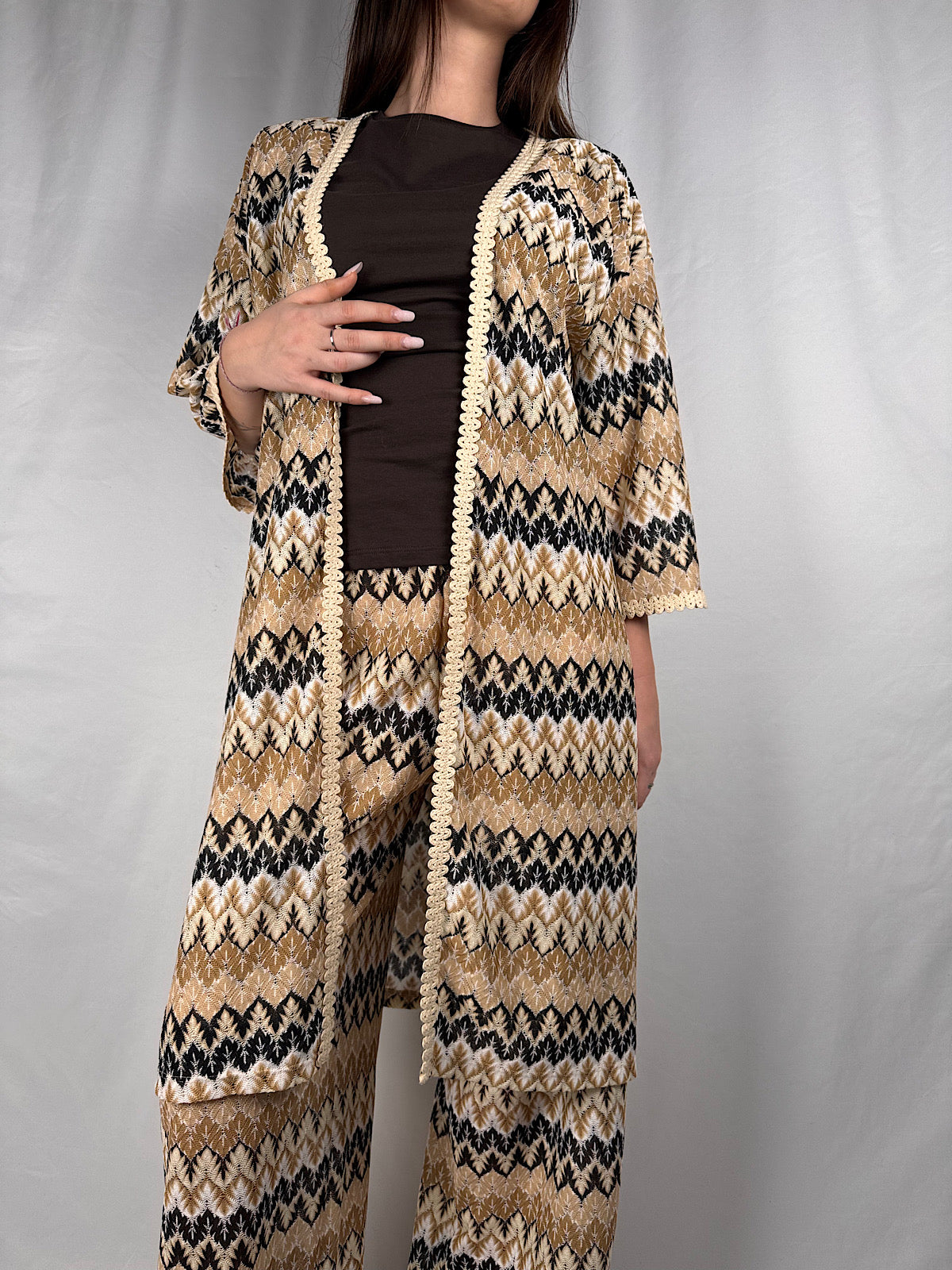 Maxi Cardigan Crochet Vicolo Beige