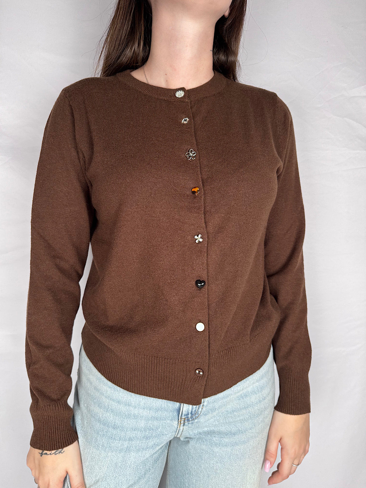 Cardigan Coreana Bottoni Gioiello Susy Mix Moro