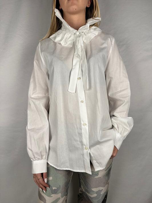 Camicia con Volant e Laccio Sul Collo Vicolo Bianca