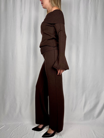 Completo in Maglia Scollo Bardot  Moro Armonia