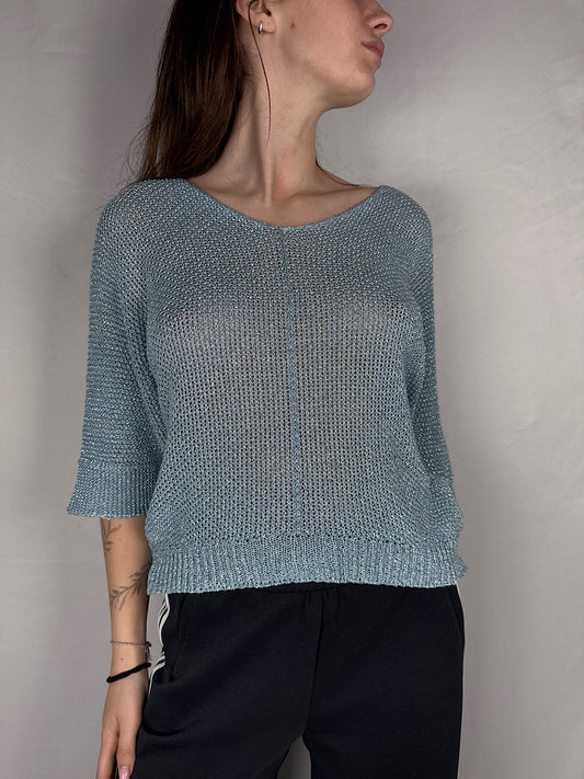 Maglia In Filo Lurex Armonia Azzurra Polvere