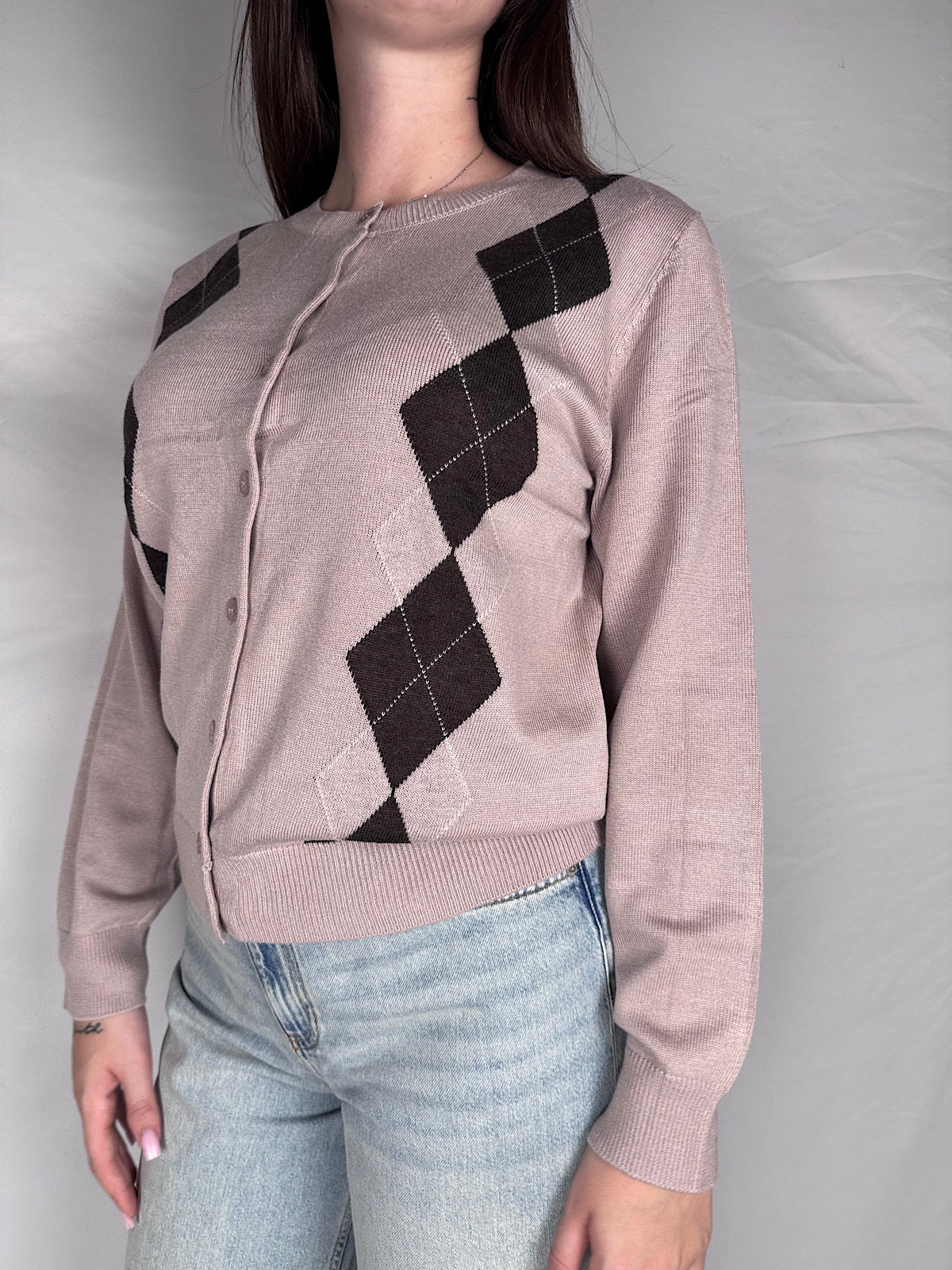 Cardigan Coreana Rombi Susy Mix Rosa
