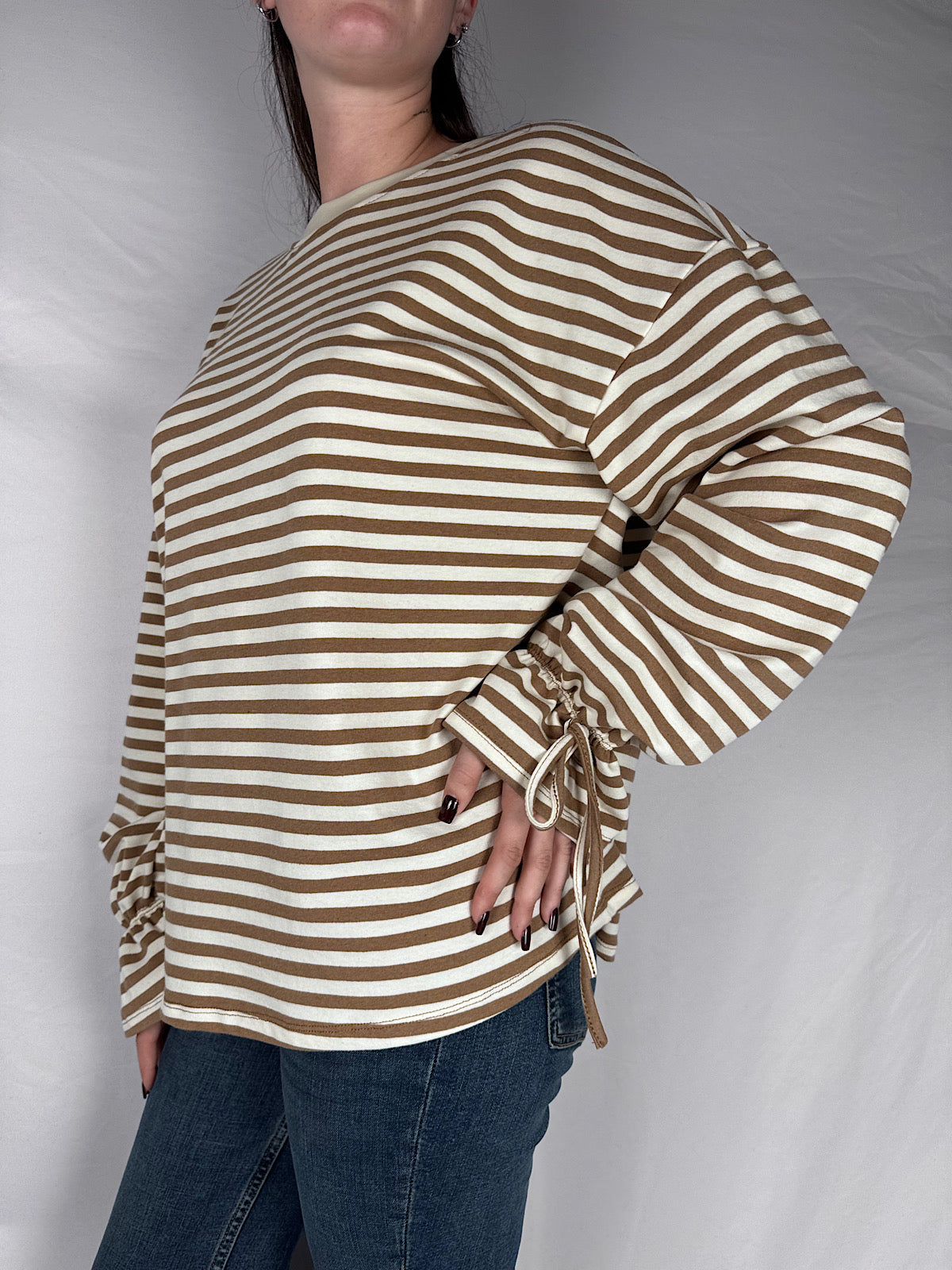 T-shirt Long Sleeve Candy Righe Armonia Beige