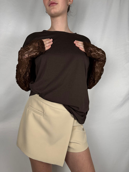 T-Shirt Maniche in Pizzo Moro Armonia