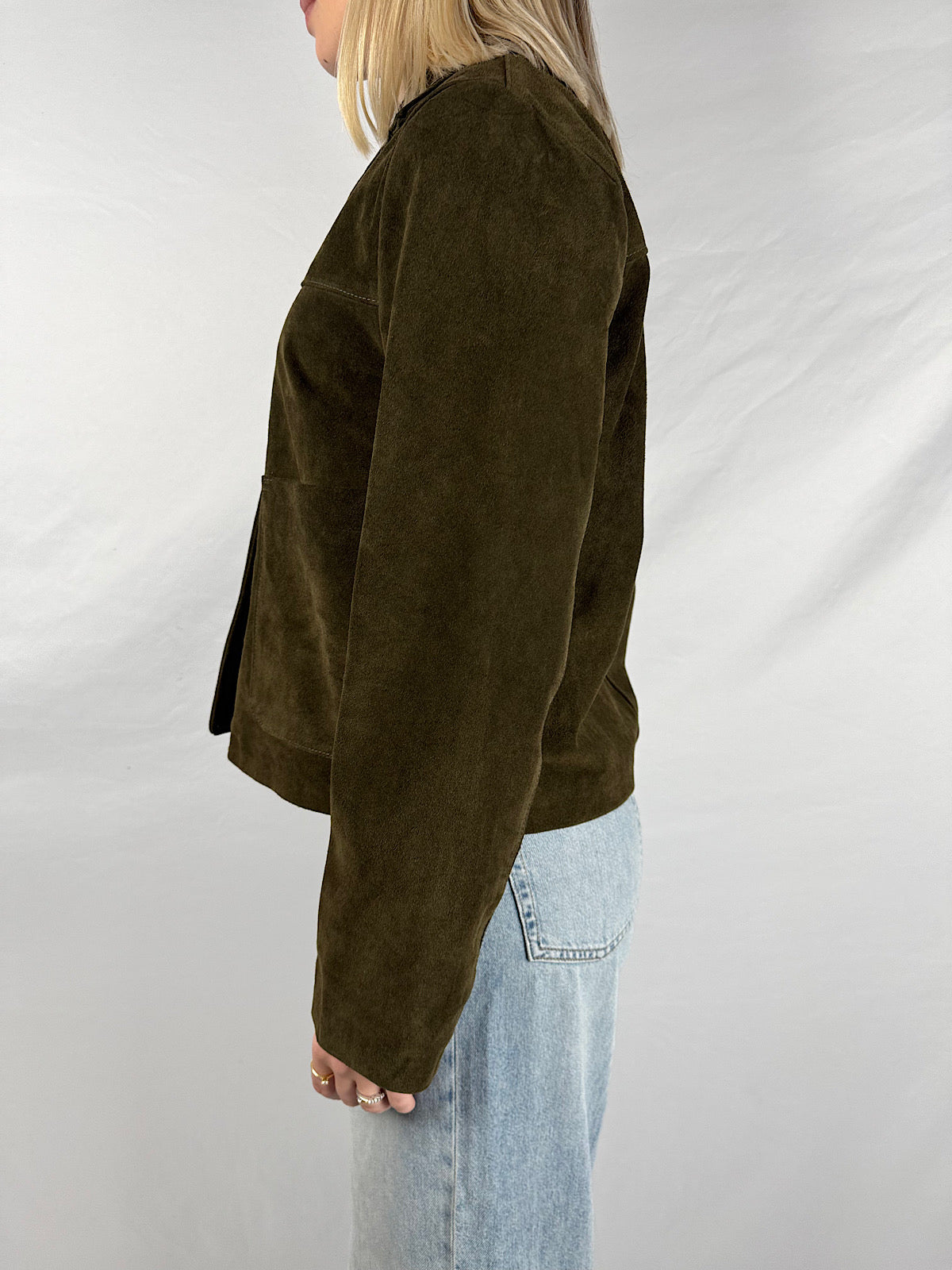 Giacca Camoscio Vera Pelle Verde Vicolo