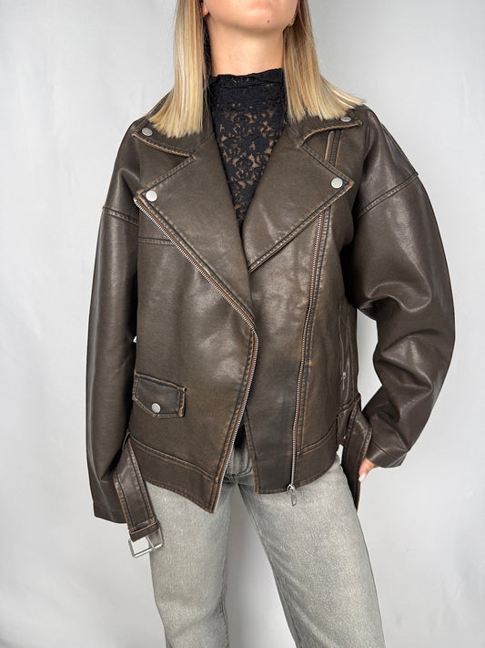 Biker Ecopelle JJXX Marrone
