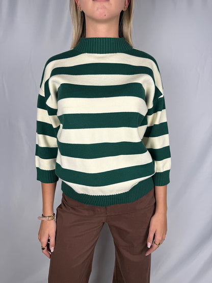 Maglia a Righe Armonia Verde e Bianco