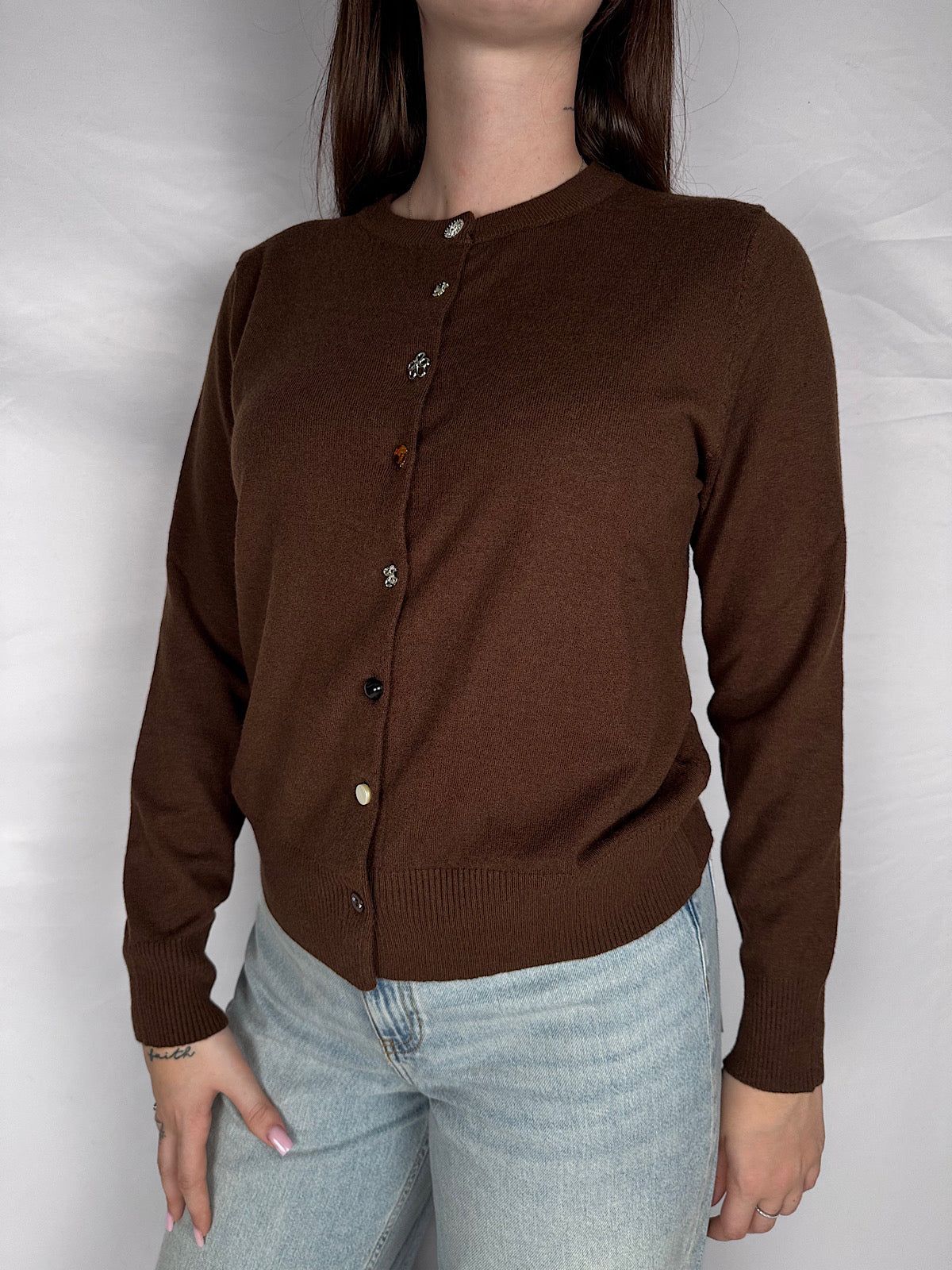 Cardigan Coreana Bottoni Gioiello Susy Mix Moro