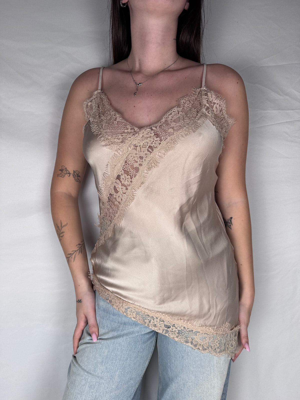 Canotta Satin Pizzo Armonia Beige