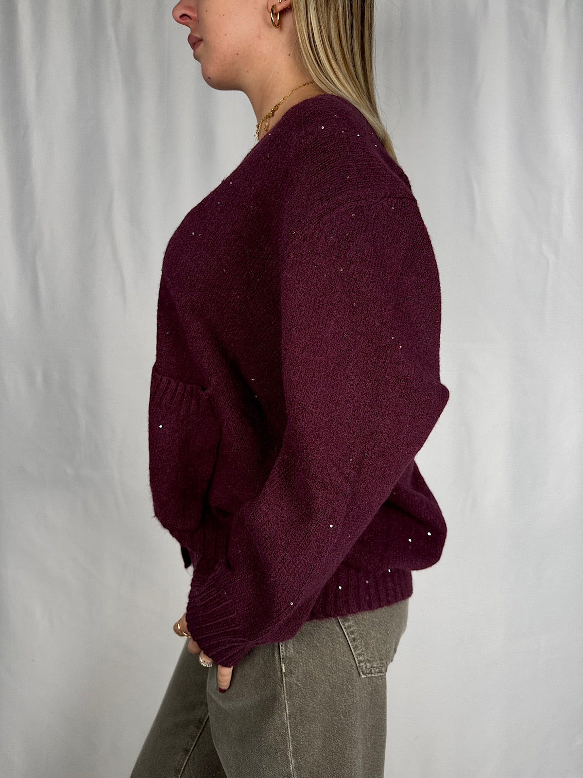 Cardigan con Pailletes Vino SusyMix