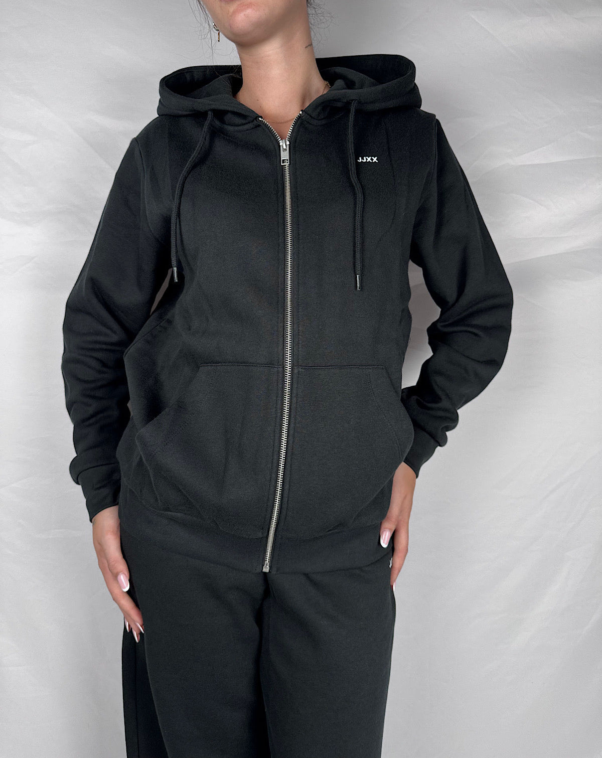 Felpa Con Cappuccio Zip JJXX Nera