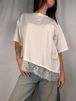 T-Shirt Con Pizzo sul Fondo Armonia Bianca