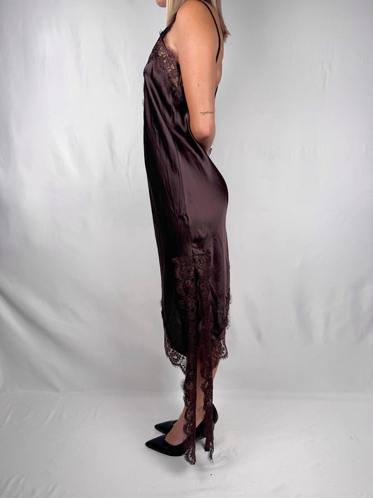 Abito Sottoveste in Pizzo Armonia Marrone