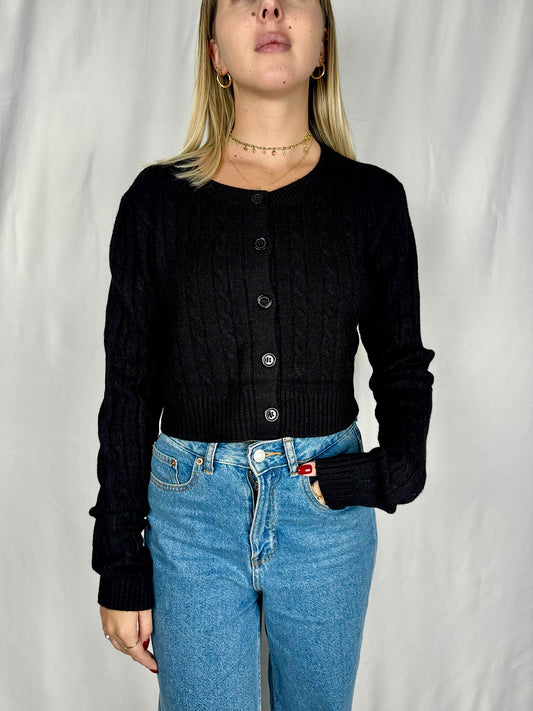 Cardigan Intrecciato Nero Armonia