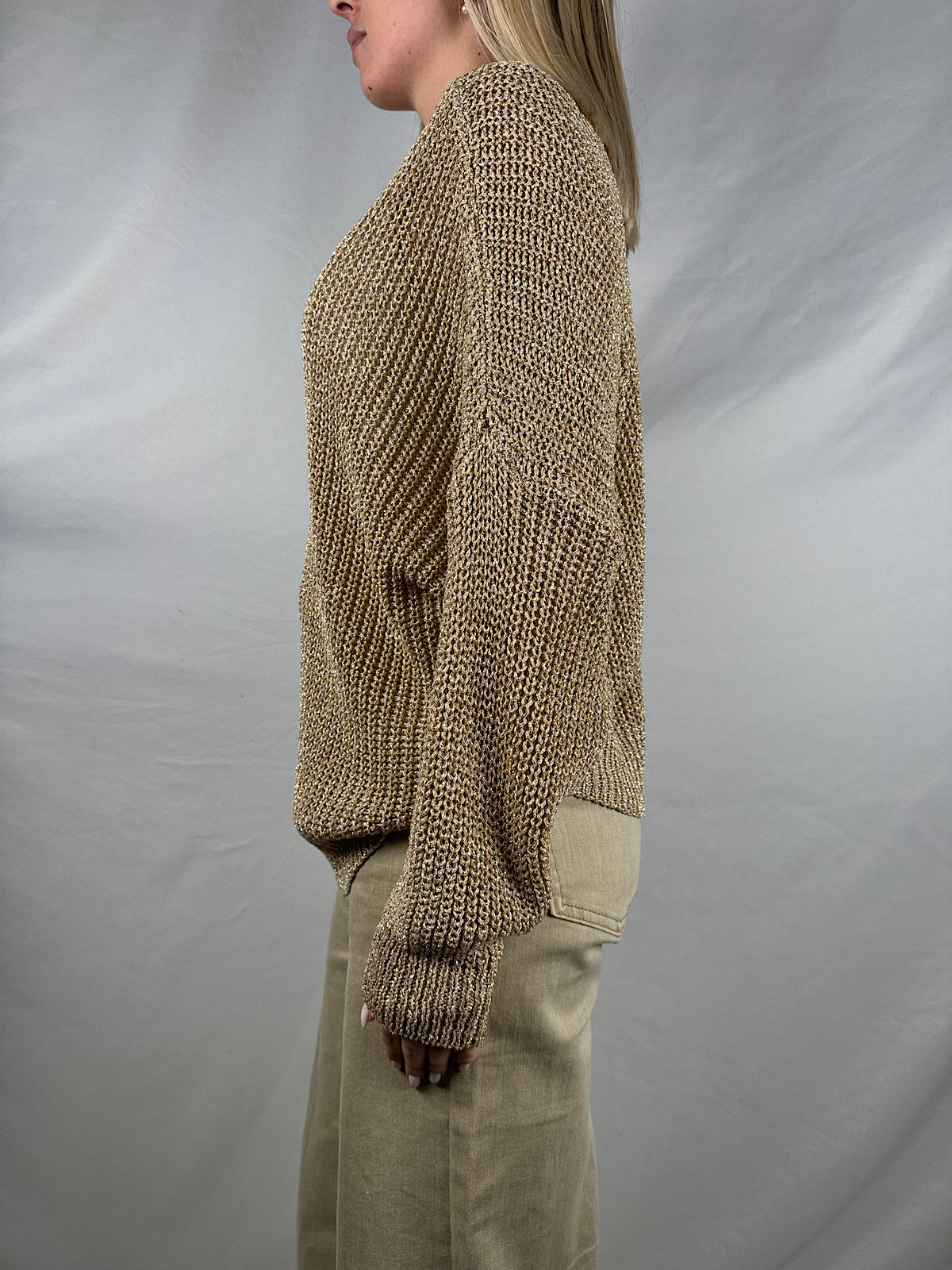 Maglia Scollo a V in Lurex Oro Susy Mix