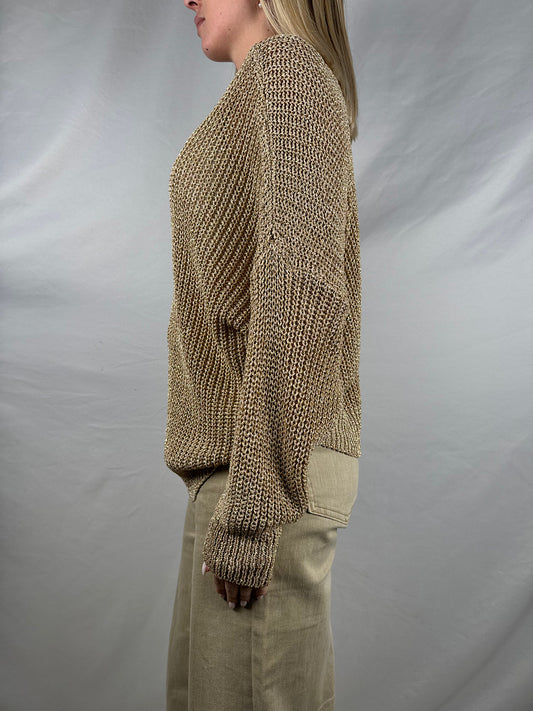 Maglia Scollo a V in Lurex Oro Susy Mix