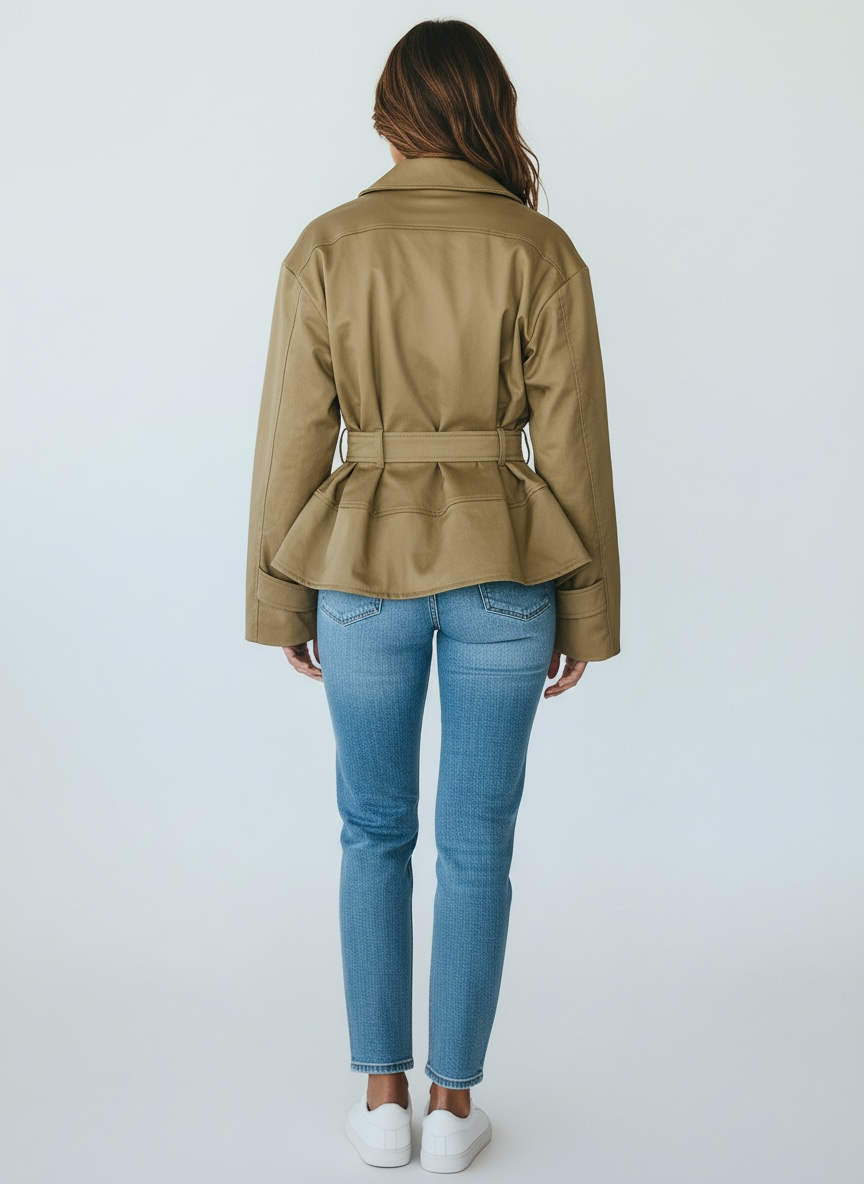 Giacca Trench Corto Tensione In Sabbia