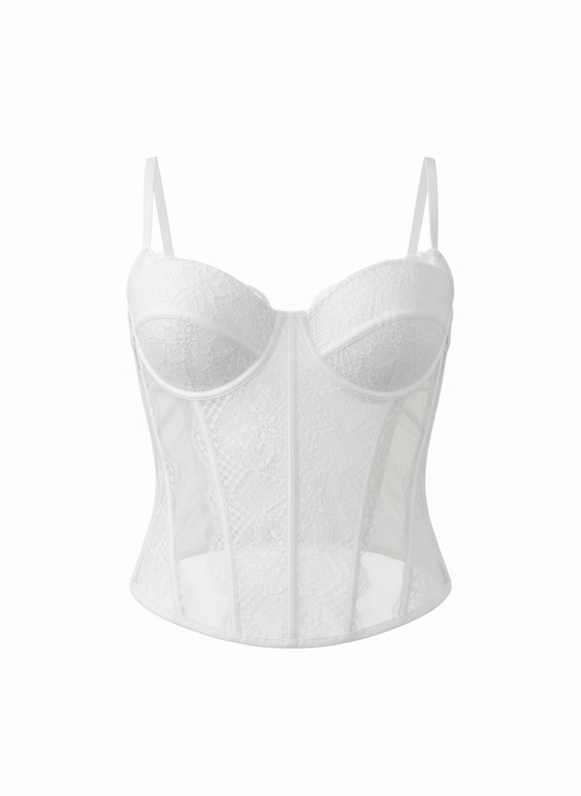 Top Bustier con Pizzo Armonia Bianco
