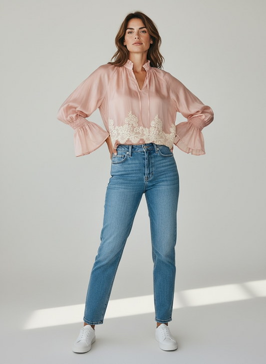 Camicia con Pizzo Crochet Susy Mix Rosa