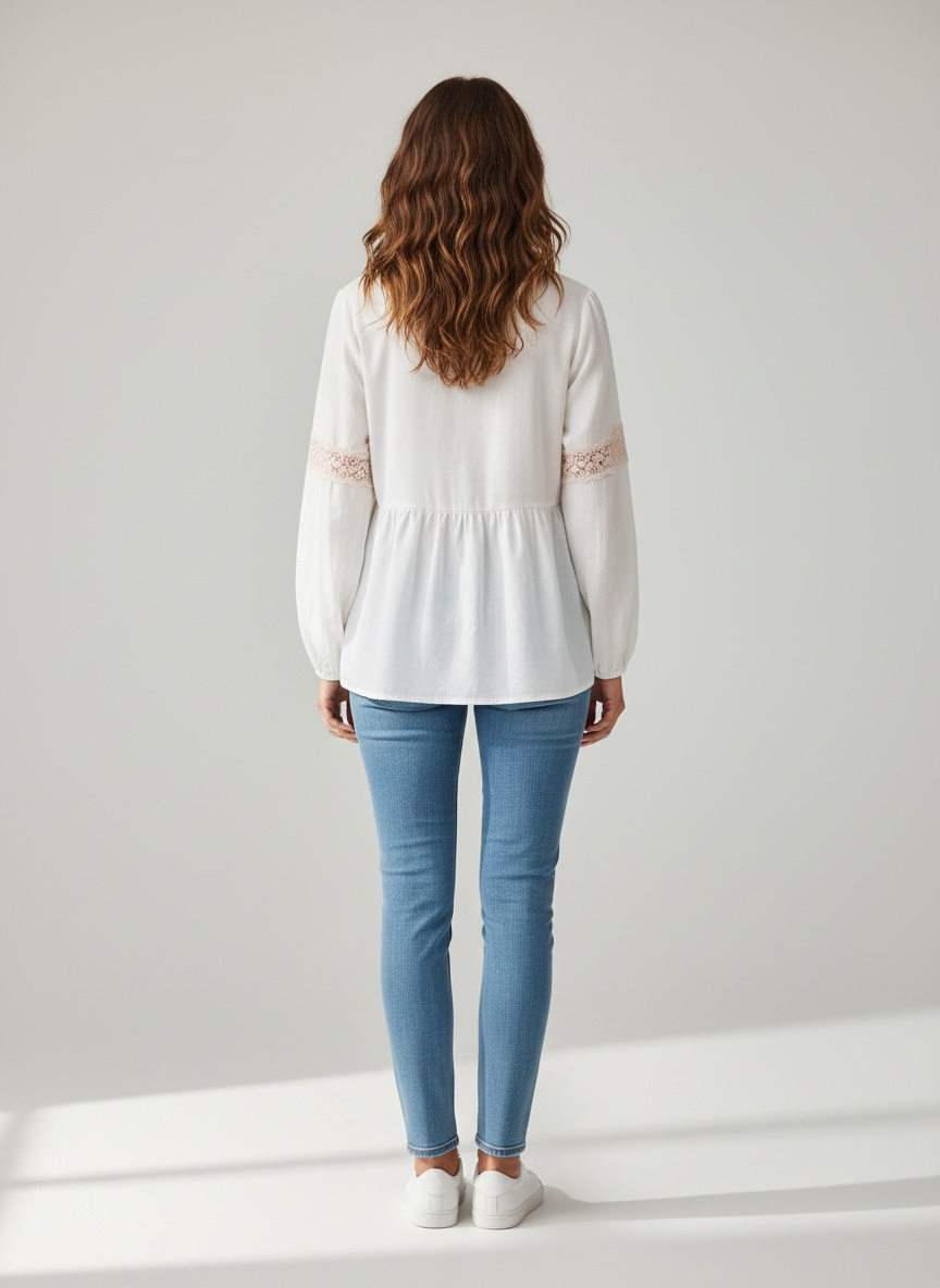 Camicia Con Dettagli In Pizzo Vicolo Naturale
