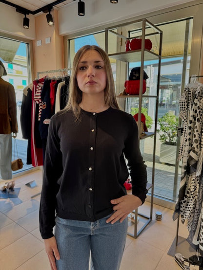Cardigan Bottoni Gioiello Nero