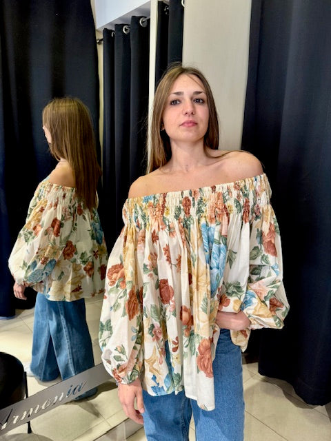 Camicia Blusa Shiffer In Mussola Fantasia Floreale