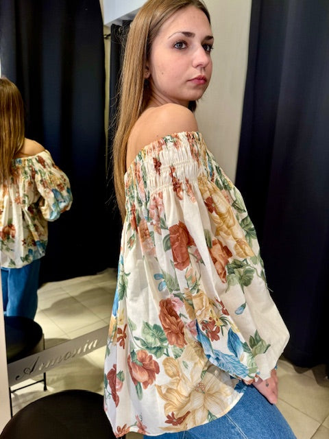 Camicia Blusa Shiffer In Mussola Fantasia Floreale