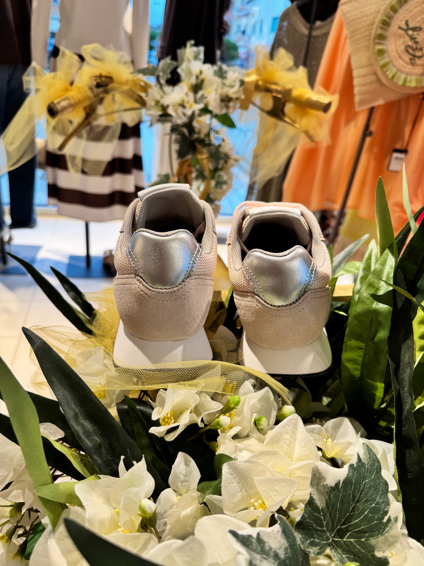 Sneakers In Suede e Brighty Mesh Nude