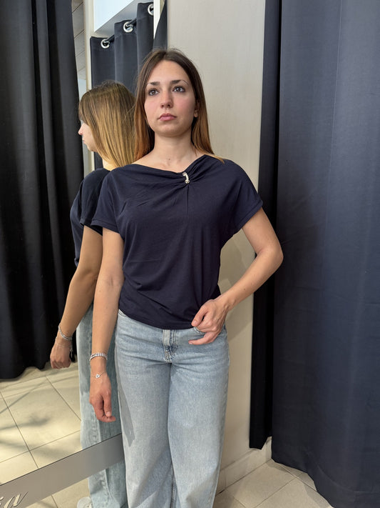 T-Shirt In Jersey Di Cotone Blu