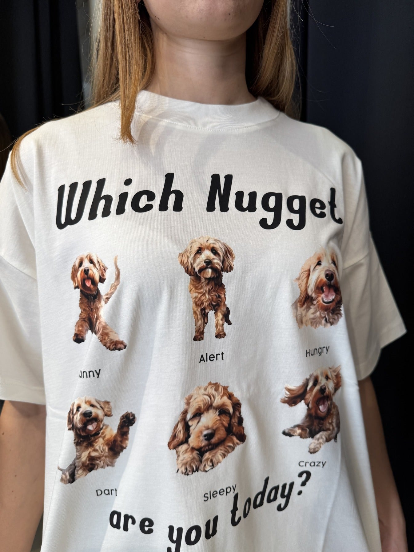 T-Shirt Bianca Oversize Stampa Cani